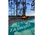RECYCLED Plastic Outdoor Rug |  I LOVE TASMANIA, 1.8m Square, Green & Yellow