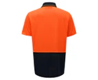 Hard Yakka Men's Two-Tone Short Sleeve Hi-Vis Polo - Orange/Navy