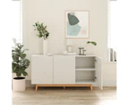 White Scandinavian Sideboard Buffet Unit with Solid Wood Legs