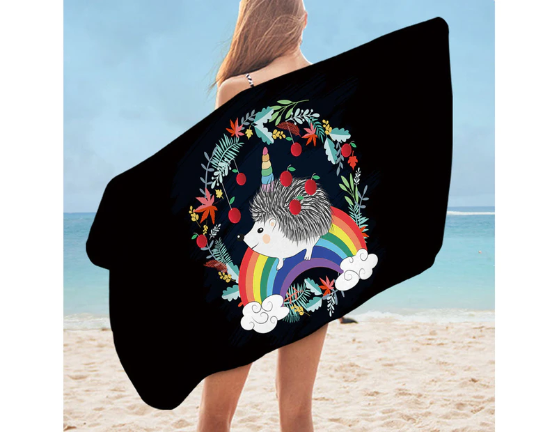 Rainbow Hedgehog Microfiber Beach Towel