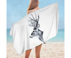 Black and White Deer Microfiber Beach Towel