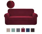 2-Piece Stretch Sofa Covers (Base Cover Plus Seat Cushion Covers) Couch Covers Sofa Slipcovers Protectors Anti-Slip Covers, Machine Washable, Burgundy Red