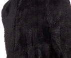 Gem Look Girls' Faux Smooth Fur Boomer Jacket - Black