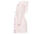Gem Look Junior Girls' Bunny Polka Dot Coral Fleece Dressing Gown - Pink/White