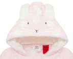 Gem Look Junior Girls' Bunny Polka Dot Coral Fleece Dressing Gown - Pink/White