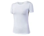 Adore Women Pro Short Sleeve T-Shirt Tight Perspiration Quick Dry Yoga Tops For Training Running Fitness 2003-White