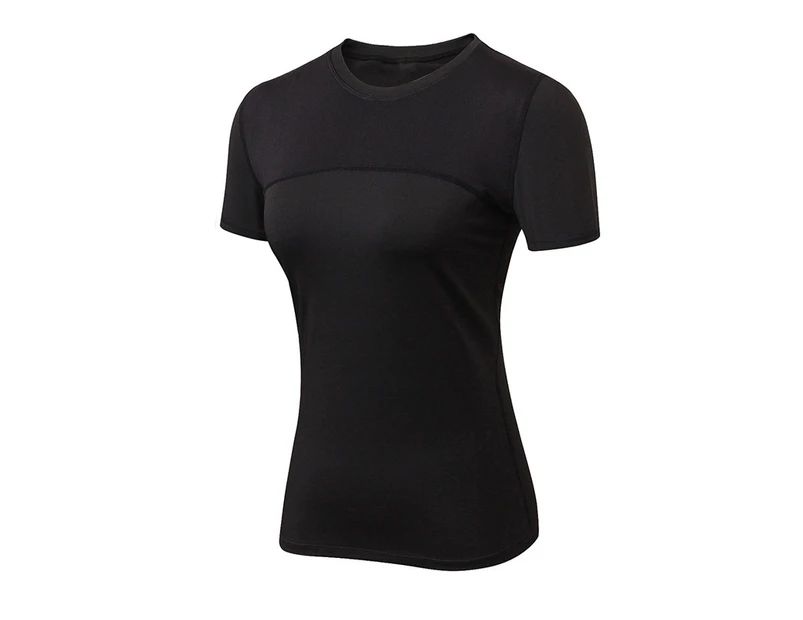 Adore Women Workout Tops Tight Breathable T-Shirt Short Sleeve Perspiration Quick Drying Tank Tops 2023-Black
