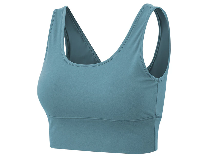 Adore Women Yoga Bra Double-Sided Brocade Shockproof Gather Sports Bra For Running Fitness 02721-Blue