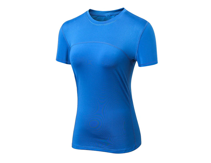 Adore Women Workout Tops Tight Breathable T-Shirt Short Sleeve Perspiration Quick Drying Tank Tops 2023-Blue