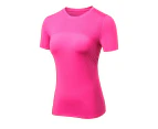 Adore Women Workout Tops Tight Breathable T-Shirt Short Sleeve Perspiration Quick Drying Tank Tops 2023-Rose Red