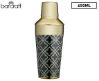 BarCraft Art Deco Stainless Steel 650ml Cocktail Shaker Martini Mixer Black/Gold