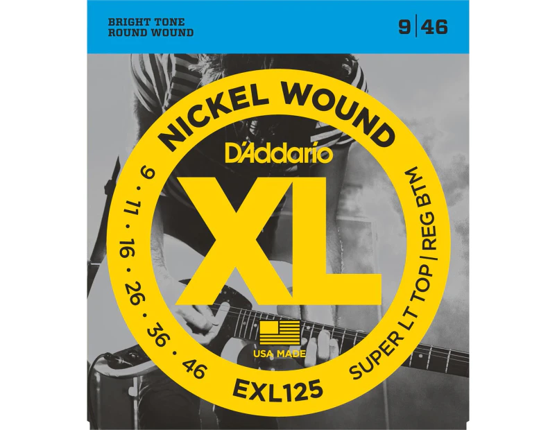 D'Addario EXL125 Nickel Wound Electric Guitar Strings, Super Light Top- Regular Bottom, 9-46