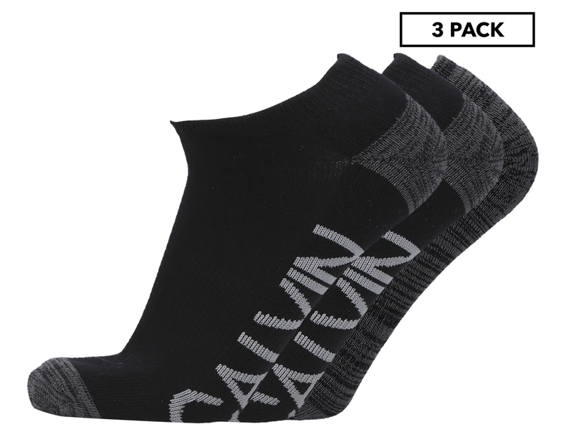 Calvin Klein Men's One Size 1/2 Terry Dual Feed Cushion No Show Socks - Black