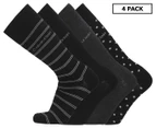 Calvin Klein Men's One Size Dress Crew Socks 4-Pack - Black/Assorted