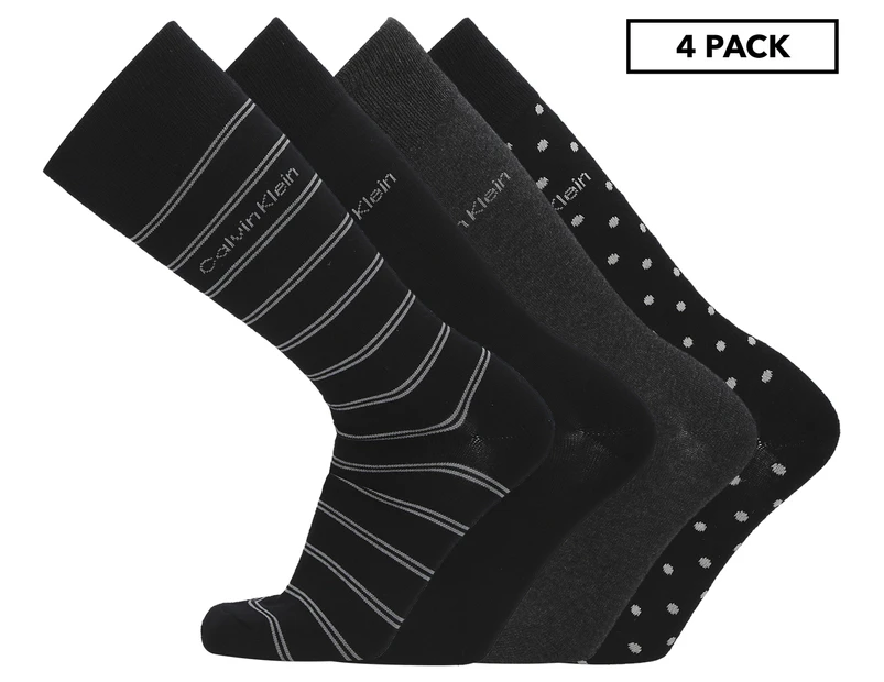 Calvin Klein Men's One Size Dress Crew Socks 4-Pack - Black/Assorted
