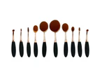 10 Piece Professional Oval Makeup Brush Set All In One Rose Gold