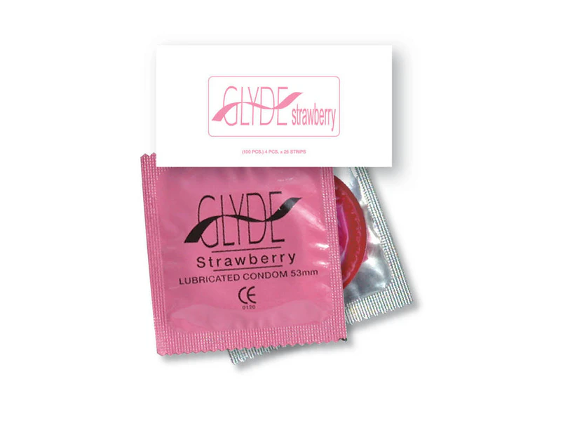 Glyde Flavoured Strawberry Bulk Vegan Condoms 50 Condoms