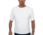 Men's Merino Wool Blend Short Sleeve Thermal Top Underwear Thermals Base Layer - Natural