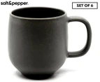 Set of 6 Salt & Pepper 380mL Hue Mugs - Black