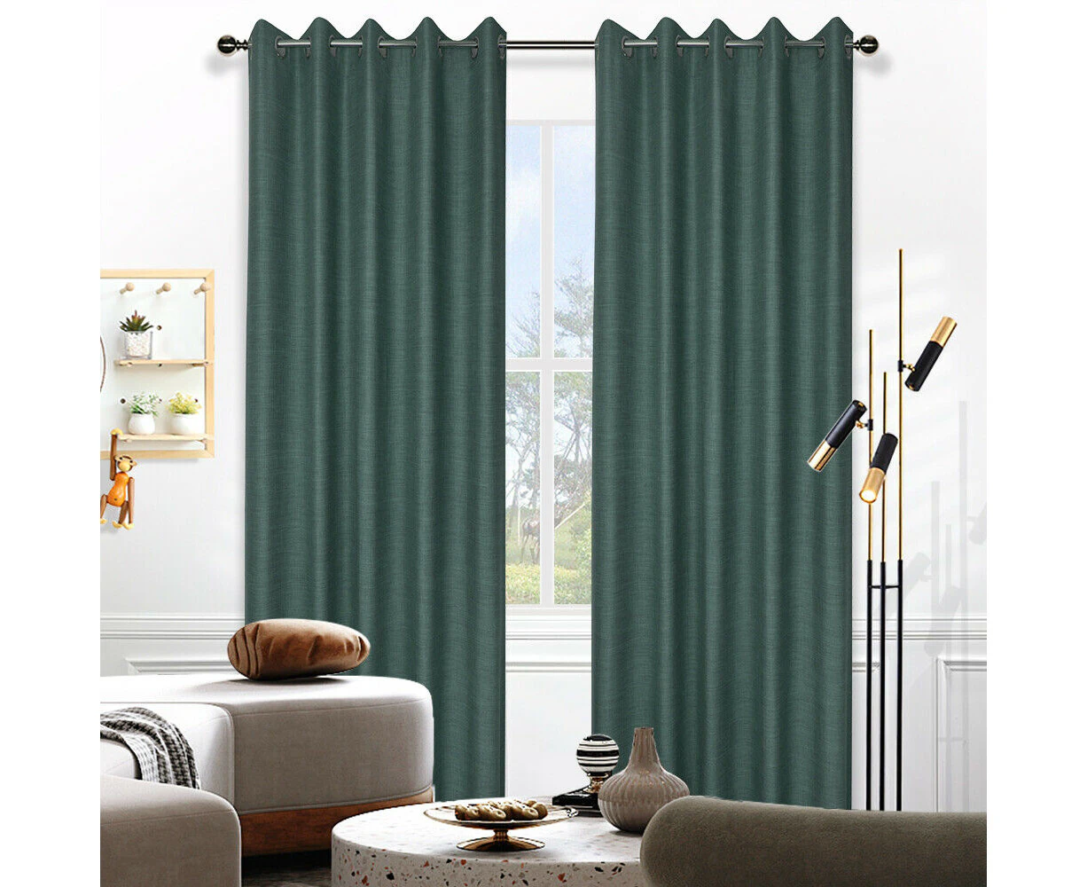 Leicester Room Darkening Eyelet Curtain 220cm or 250cm Drop Marine Green - Single