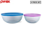Pyrex 4-Piece Sculpted Mixing Bowl Set - Clear/Pink/Blue