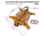 Faux Animal Floor Rug with Realistic Head Wild Tiger