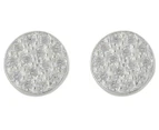Ambra Pave Circle Stud Sterling Silver Earrings - Silver