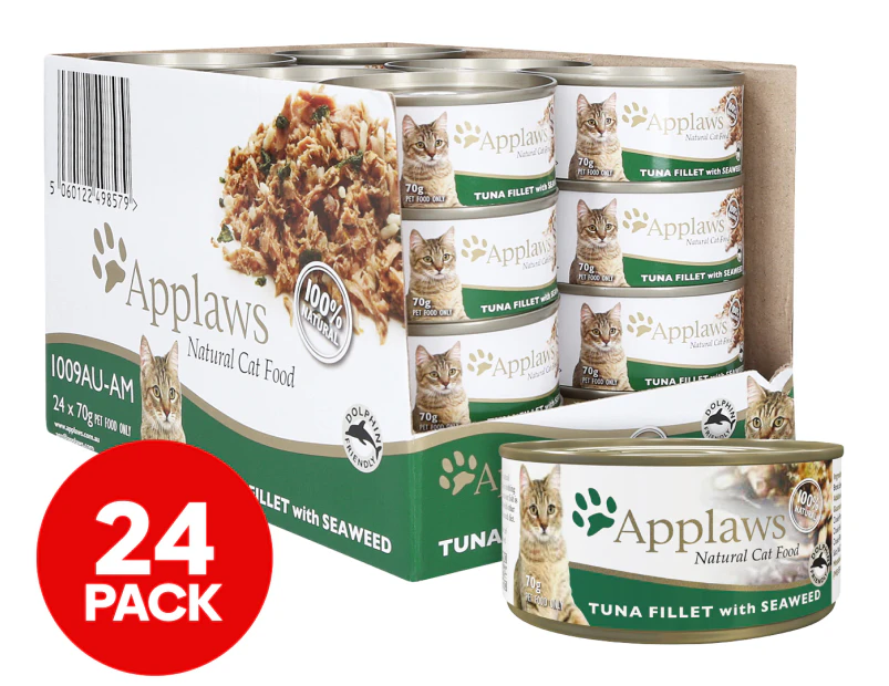 24 x Applaws Cat Food Tin Tuna Fillet w/ Seaweed 70g