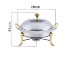 SOGA Stainless Steel Gold Accents Round Buffet Chafing Dish Cater Food Warmer Chafer with Glass Top Lid