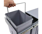 Salesbay Twin Cabinet Kitchen Waste Dual Slide Out Rubbish Garbage Grey 2x20L