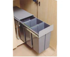 Salesbay Twin Cabinet Kitchen Waste Dual Slide Out Rubbish Garbage Grey 2x20L