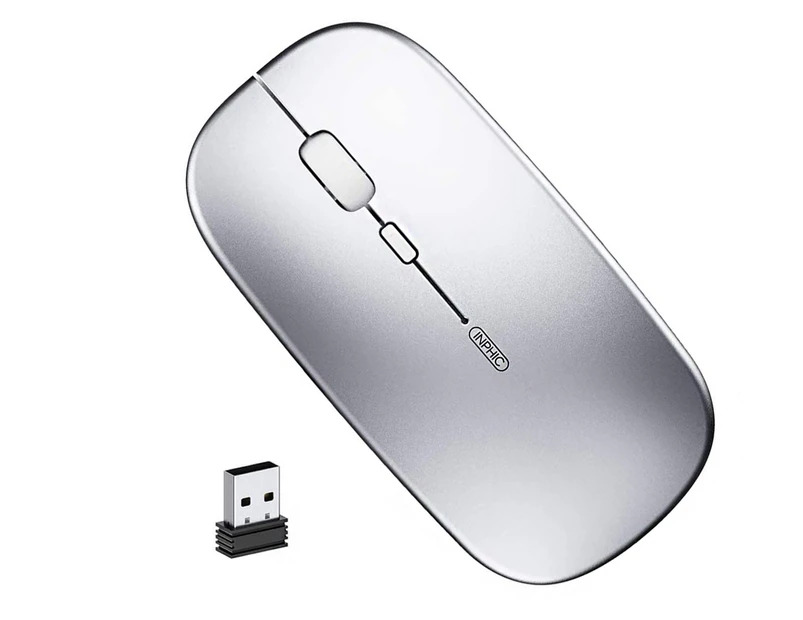 2.4Ghz USB Optical Mice Wireless Bluetooth Mouse For Macbook Laptop PC-Silver