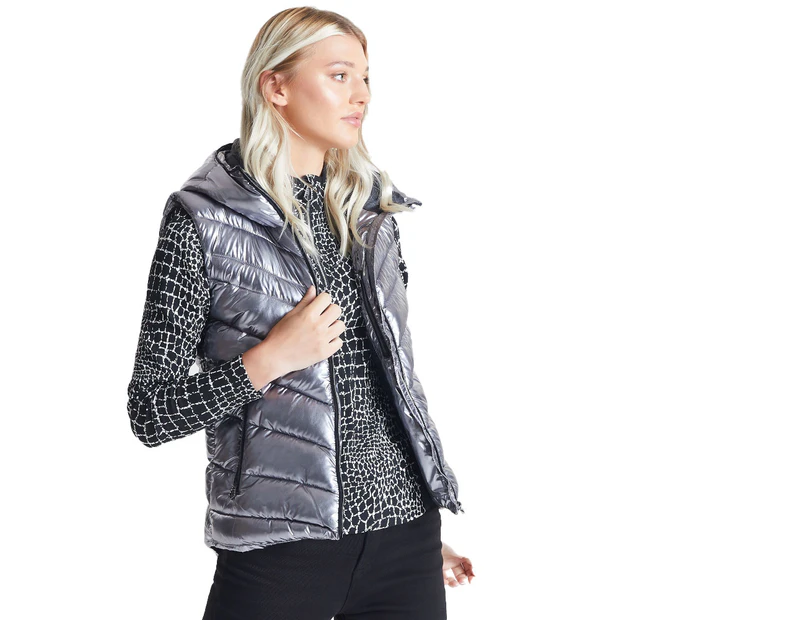 Dare 2b Womens Complicate Warm Quilted Hooded Gilet Jacket - Chrome