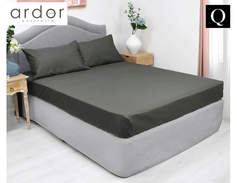 Ardor 1000TC Queen Bed Combo Sheet Set - Charcoal