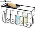 iDesign Everett Free Standing Bathroom Toilet Paper Roll Storage Basket w/ Shelf - Black