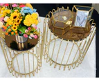 Tea colour mirror round nest coffee table stand/side table L2/ gold metal frame
