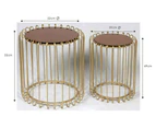 Tea colour mirror round nest coffee table stand/side table L2/ gold metal frame
