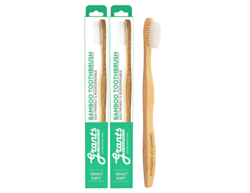 2 x Grants Adult Bamboo Toothbrush - Soft