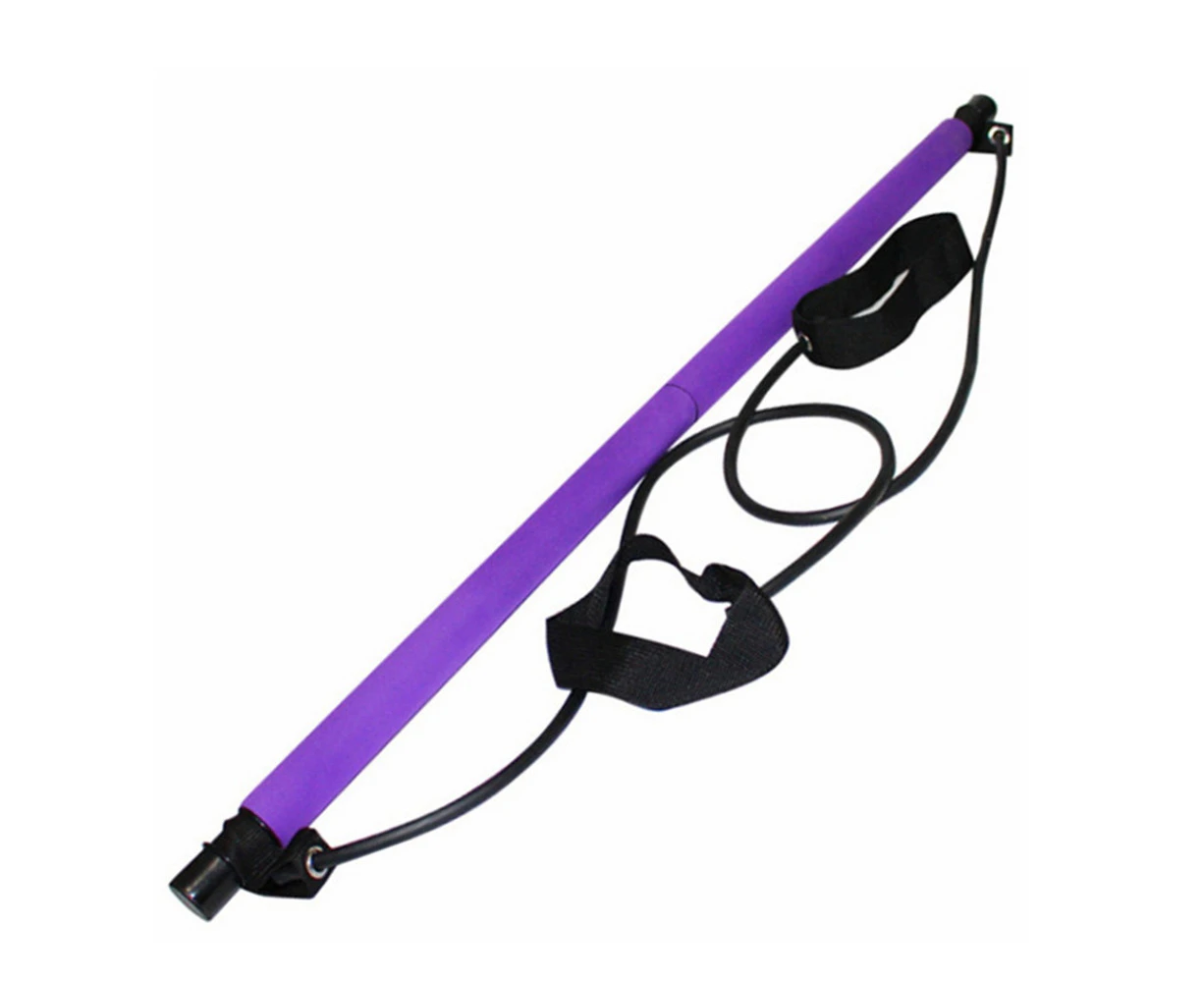 Tespon Portable Pilates Bar Kit with Resistance Band-Purple