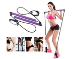 Tespon Portable Pilates Bar Kit with Resistance Band-Purple