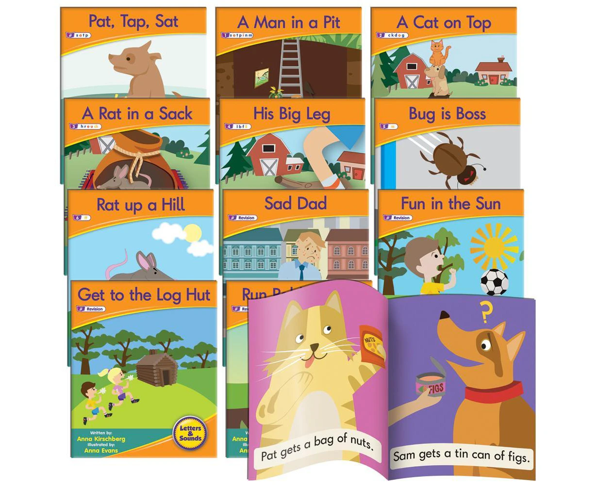 Junior Learning - 12 Decodable Readers - Letters & Sounds Phase 2 Set 1 Fiction