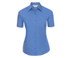 Russell Collection Ladies/Womens Short Sleeve Poly-Cotton Easy Care Poplin Shirt (Corporate Blue) - BC1028