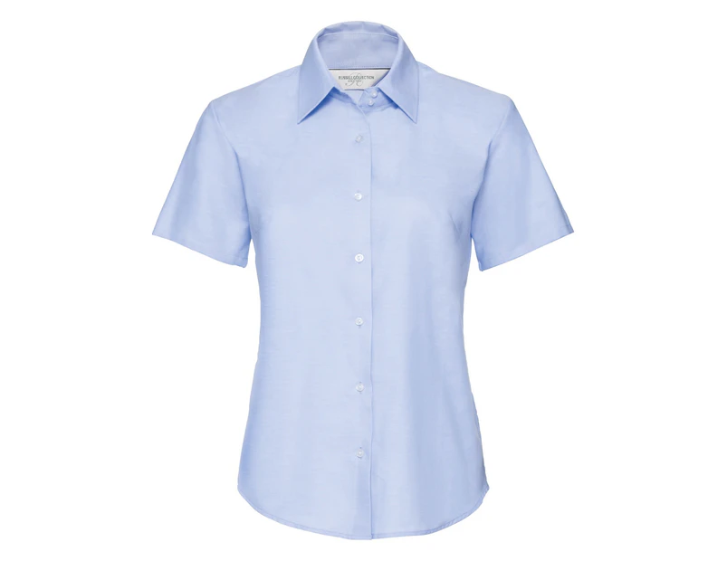 Russell Collection Ladies/Womens Short Sleeve Easy Care Oxford Shirt (Oxford Blue) - BC1024