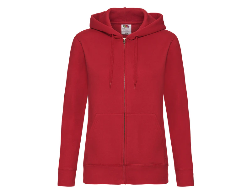 Fruit Of The Loom Ladies Lady-Fit Hooded Sweatshirt Jacket (Red) - BC1372