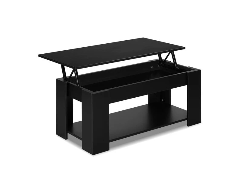 Lift Up Top Coffee Table Storage Shelf Black