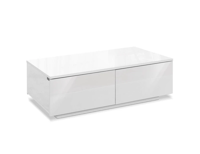 Modern Coffee Table 4 Storage Drawers High Gloss Living Room Furniture White