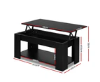 Lift Up Top Coffee Table Storage Shelf Black