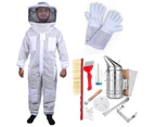 Beekeeping Starter Kit For Beekeepers With OZ Bee 3 Layer Mesh Ventilated Round Head Suit Protective Gear - XL, 2XL, M