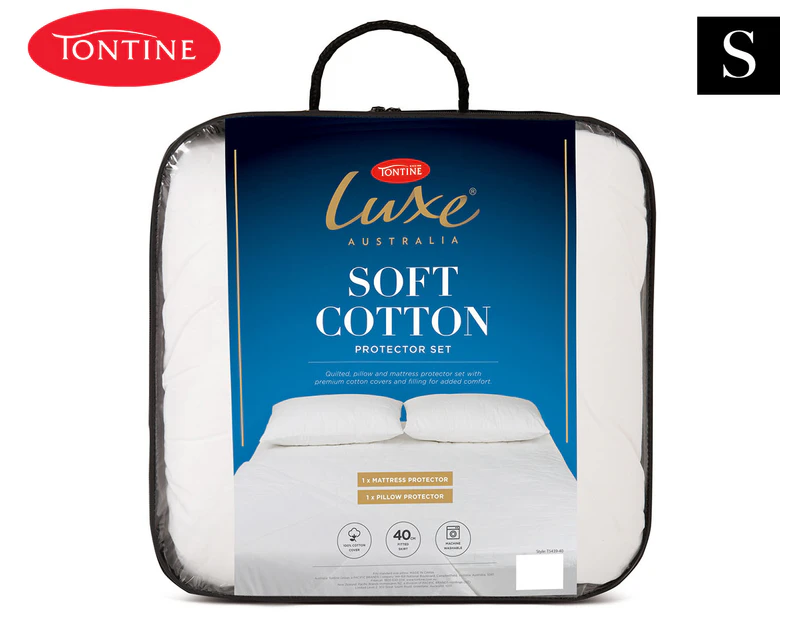 Tontine Luxe Cotton Single Bed Mattress & Pillow Protector Set