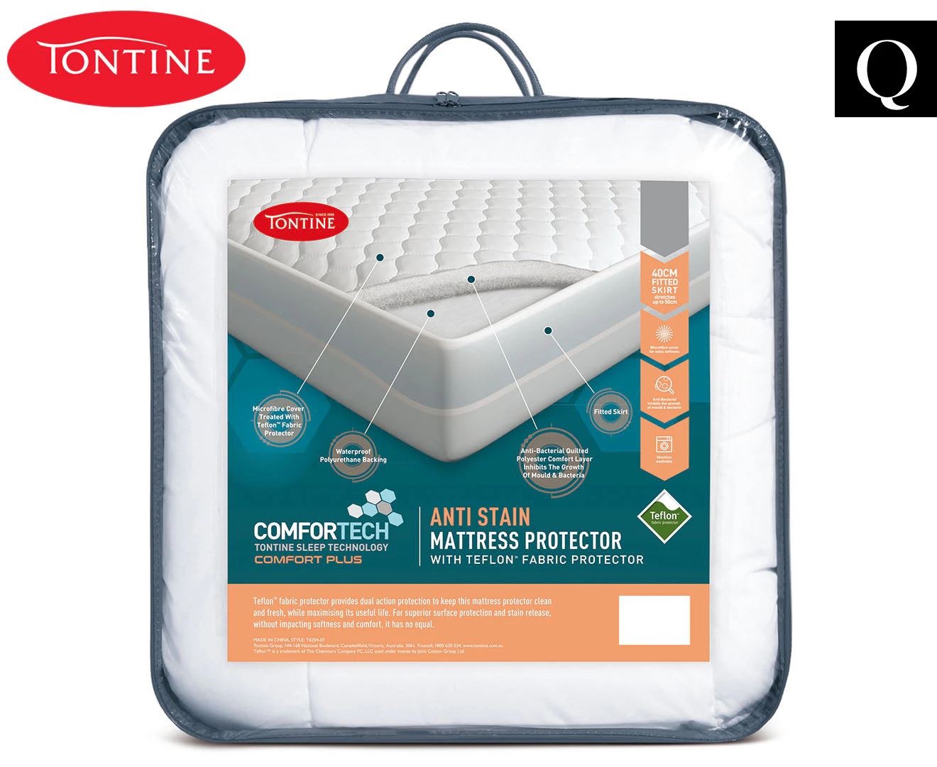 Tontine Comfortech Anti Stain Queen Bed Mattress Protector